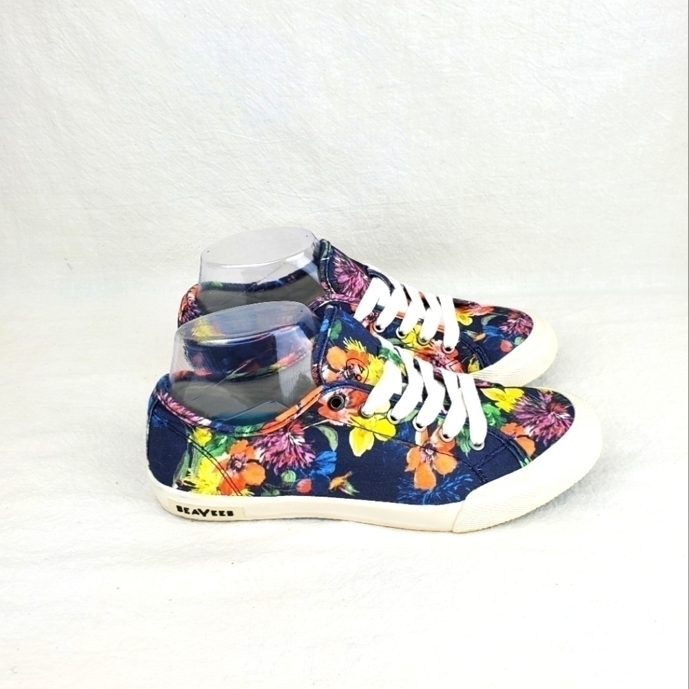 SEAVEES trina turk floral canvas lace up sneakers size 7